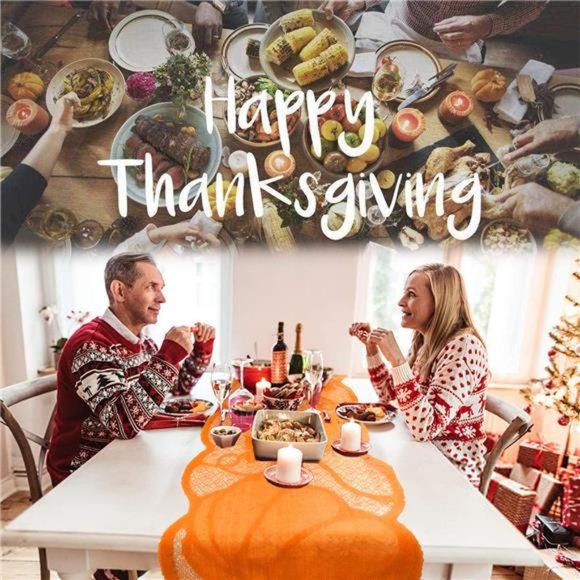 Fall Table Runner Thanksgiving Decorations 13x72 Inch Maple Leaves Table Runner - Picture 3 of 6